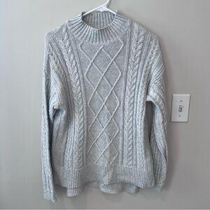 Old Navy Light Gray Cable Knit Turtleneck Sweater